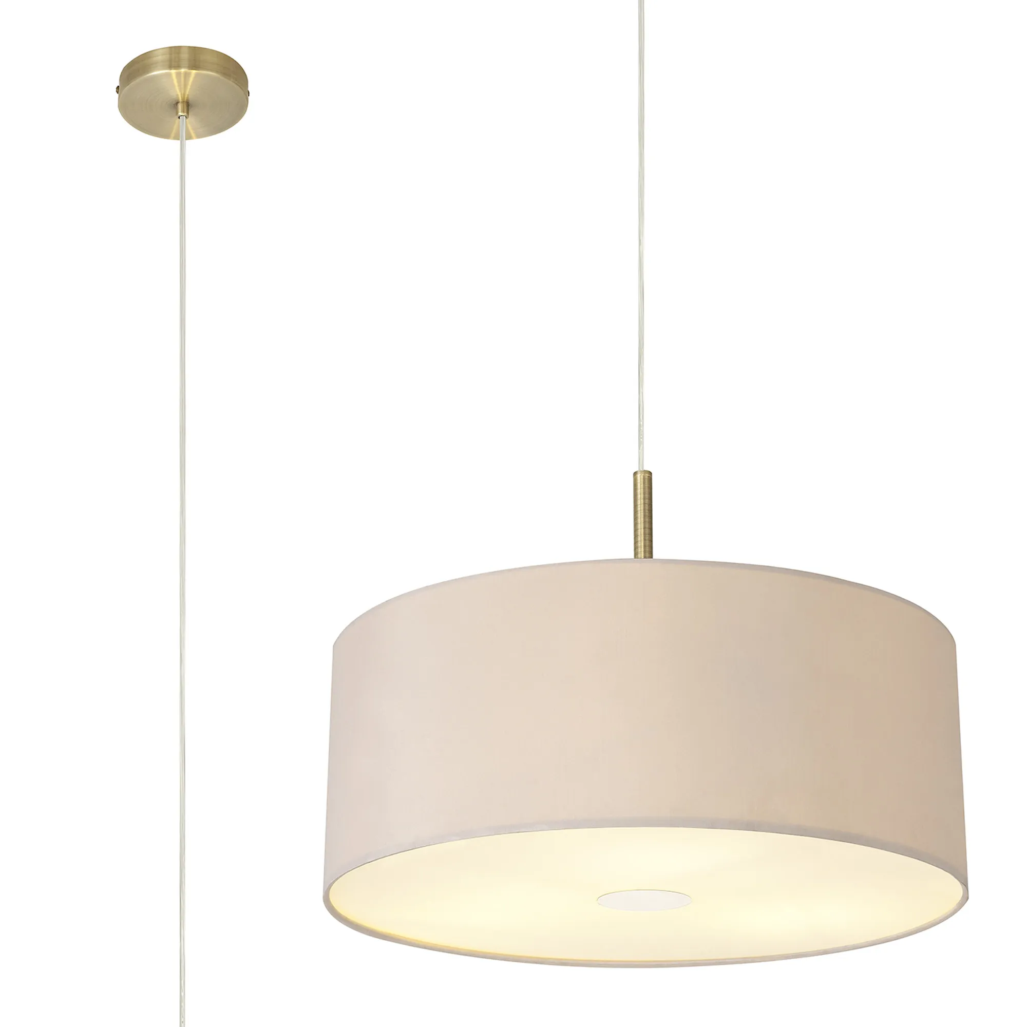 Baymont 50cm 3 Light Pendant Antique Brass, Nude Beige/Moonlight, Frosted Diffuser